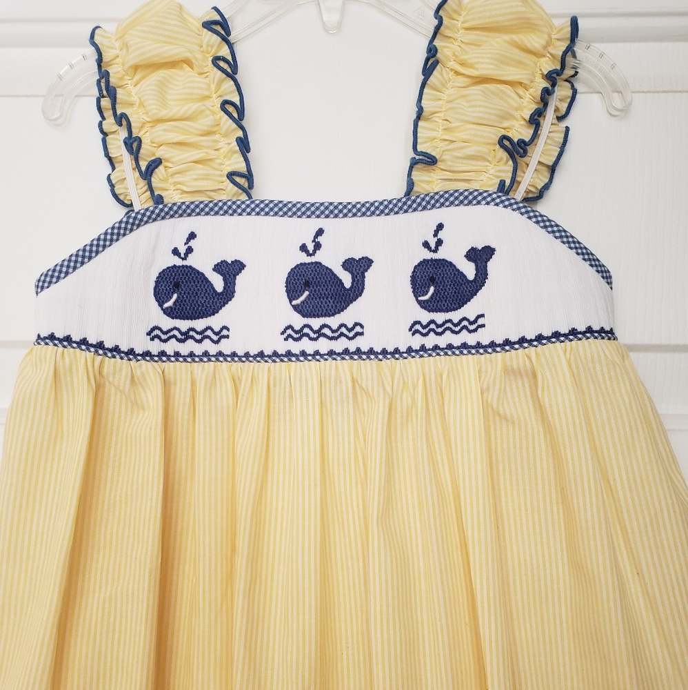 NWOT Girls smocked whale ruffled sundress